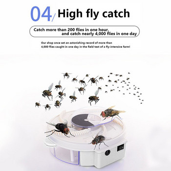 Usb Автоматичен Flycatcher Електрически капан за мухи Уловител на насекоми Убиец на вредители Отхвърляне Контролен репелер за вътрешен офис на открито