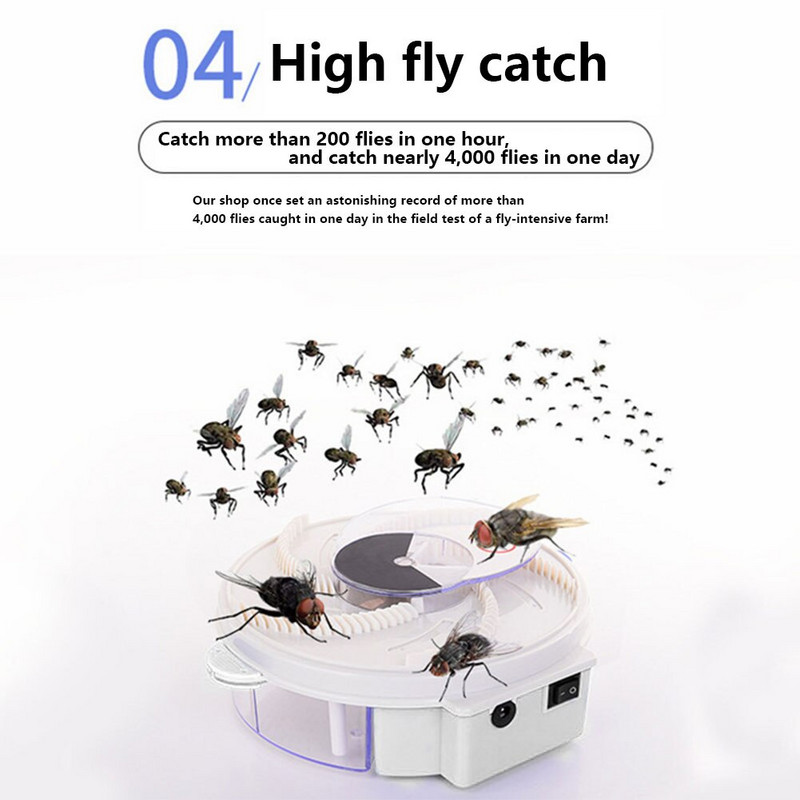 Capcană de muște automată Usb Capcană electrică pentru muște Capcană de insecte Ucigaș de dăunători Repeler pentru controlul respingerii pentru interior, exterior, birou