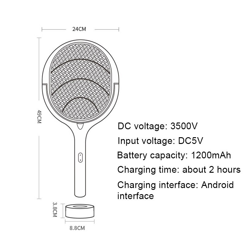 5 az 1-ben elektromos Mosquito Killer légycsapó szúnyog ütő Állítható Mosquito Swatter USB Újratölthető szúnyogirtó