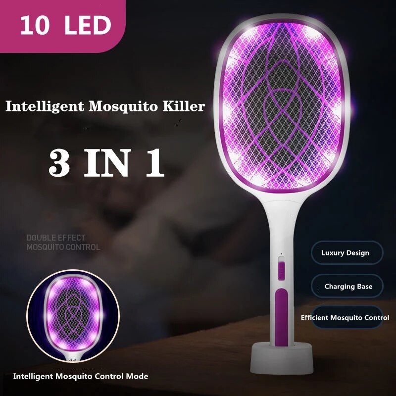 3000 V Mosquito Killer 6 10LED elektrinis uodų naikintuvas 2 viename USB įkraunama LED lempa nuo uodų naikintuvas nuo vabzdžių