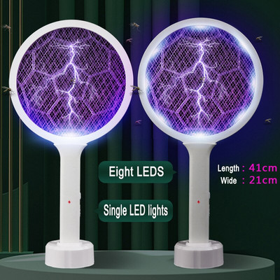 3000 V elektromos légycsapó gyilkos UV fénnyel USB újratölthető LED-es lámpa nyári szúnyogfogó ütő rovarok elleni védelemmel