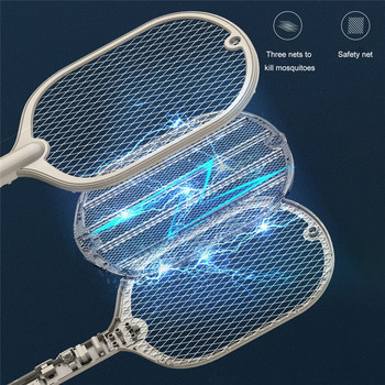 3000V електрическа ракета за насекоми Mosquito Swatter USB акумулаторна домашна ракета Fly Bug Insect Zapper Racket Inserts Mosquito Killer Trap