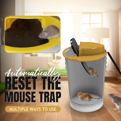 Капан за мишка с мида за многократна употреба Автоматично нулиране Вътрешен външен пластмасов плъзгащ се капак на кофата Смъртоносен капан Стил на вратата за мишка