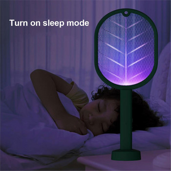 USB акумулаторна 2 в 1 електрическа ловка за комари Mosquito Kill 2700V LED буболечки с UV лампа Ракета против насекоми против мухи
