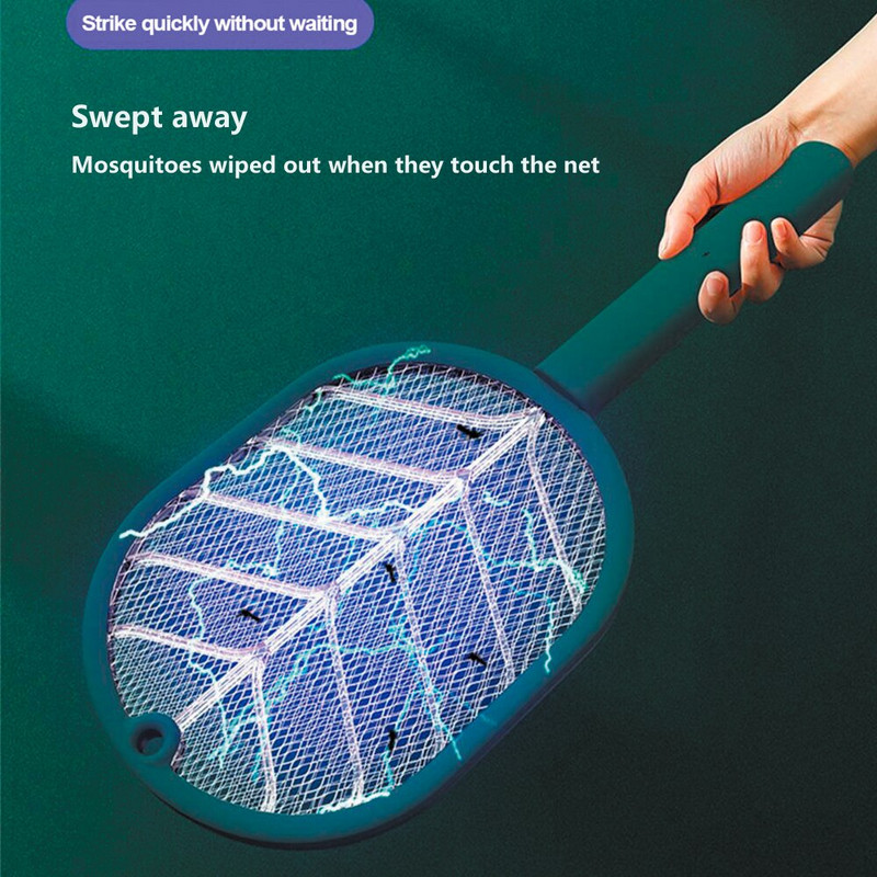 Nabíjateľná elektrická plácačka na komáre 2 v 1 s USB, zabíjačka komárov 2700V LED s UV lampou, protihmyzová raketa proti muchám