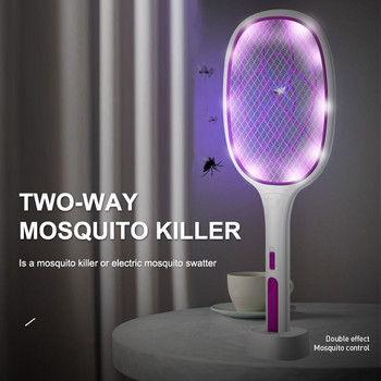 Δύο-σε-ένα 10 LED UV Trap Κουνουπιοκτόνο Ρακέτα 3000V Electric Bug Zapper USB Charging Summer Fly Swatter Trap Flies Insect