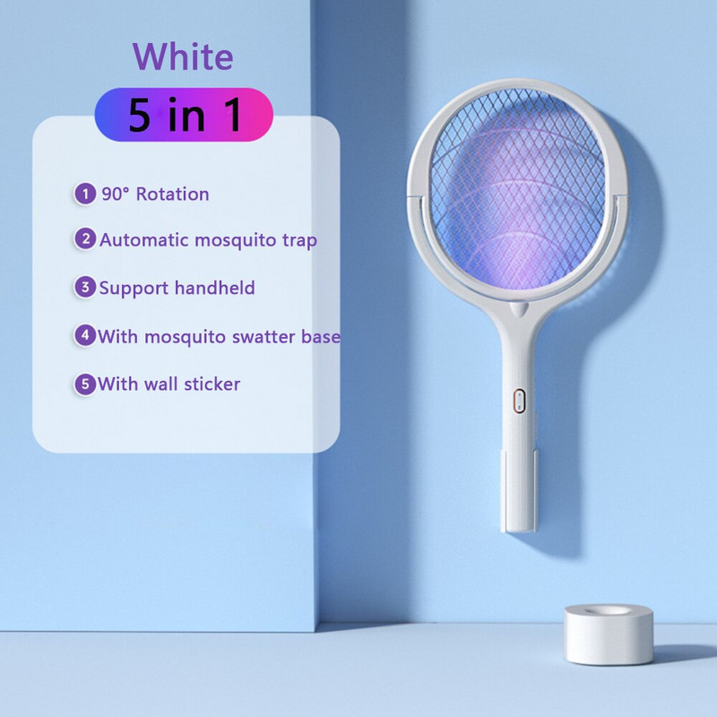 90 laipsnių pasukama 3500 V lempa nuo uodų žudymo lempa Elektrinis amortizatorius UV šviesa USB įkrovimas vabzdžių gaudyklė musių vasaros svaidyklė