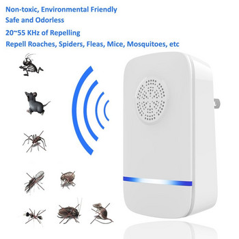 Ултразвуков репелер за многократна употреба, електронен контрол, отблъсква мишки, дървеници, комари, хлебарки, убиец, нетоксичен, екологичен, вътрешен