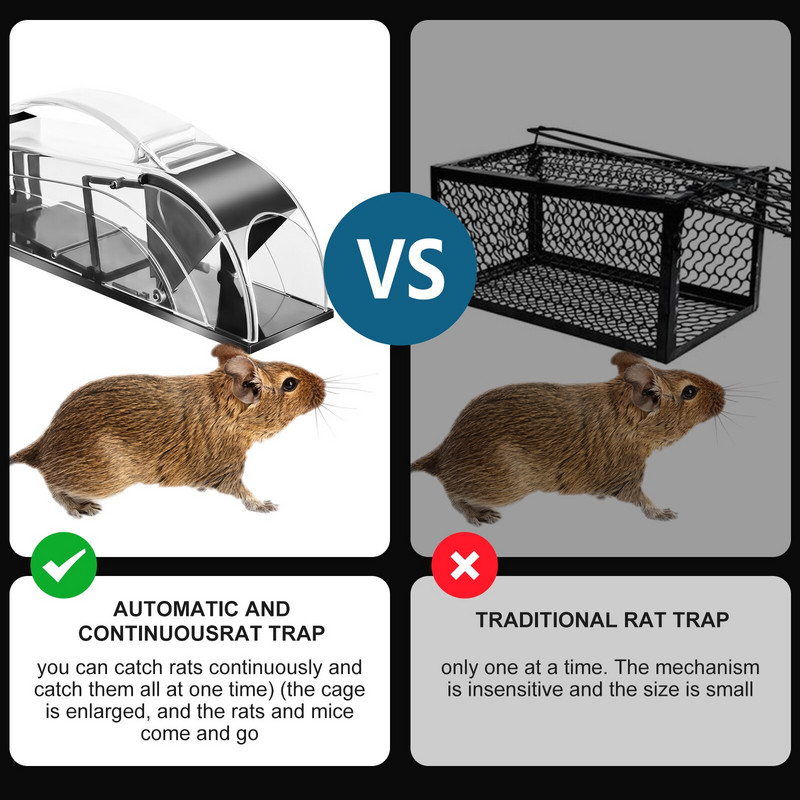 No Kill Rats Cage Nova zamka za miševe za višekratnu upotrebu Mousetrap Mousetrap za kućni vrt Hvatač miševa Automatska zamka za štakore Alat za kontrolu kućnih ljubimaca