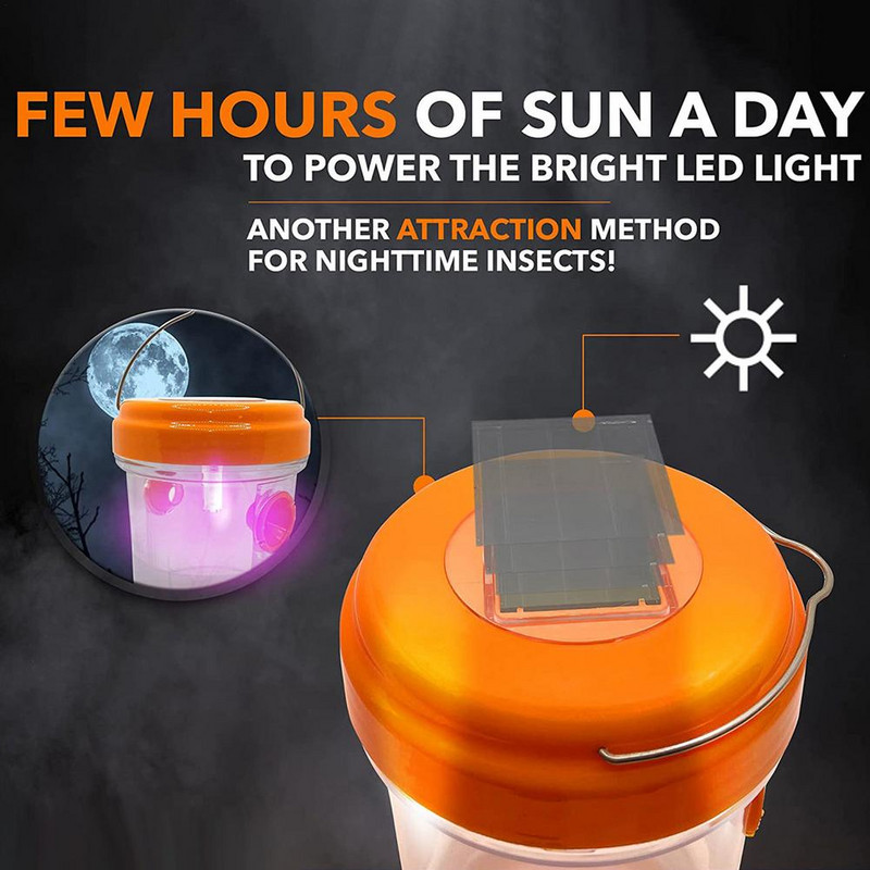 Solarno LED svjetlo Zamka za ose Vrt Vanjska zamka za ubijanje osa Pčela Žuta jakna Zamka za komarce Višekratna viseća zamka za leteće kukce