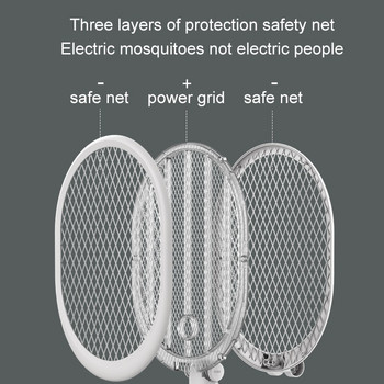 Ηλεκτρική ρακέτα εντόμων 4 σε 1 πτυσσόμενη ηλεκτρική ρακέτα κουνουπιών, επιτοίχια, επαναφορτιζόμενη, ρυθμιζόμενη, κουνουπιέρα