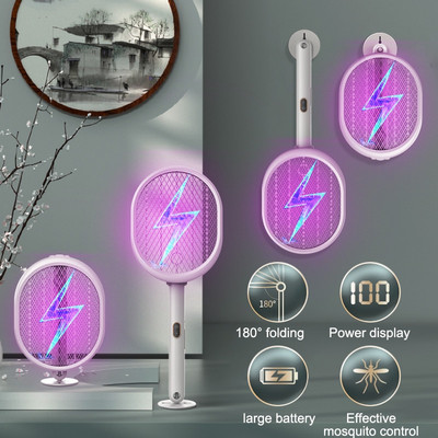 4 az 1-ben összecsukható elektromos szúnyogcsapó elektromos rovarütő falra szerelhető kézi újratölthető, állítható poloskazár