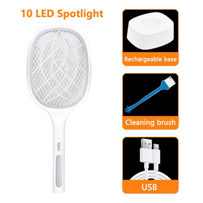 3000 V elektrinis musės svaidytojo raketė, USB įkraunama su įkrovimo baze, uodų naikintuvas su 3 sluoksnių jutikliniu tinkleliu