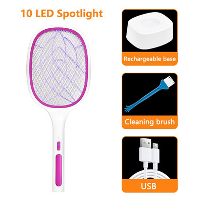 3000 V elektrinis musės svaidytojo raketė, USB įkraunama su įkrovimo baze, uodų naikintuvas su 3 sluoksnių jutikliniu tinkleliu