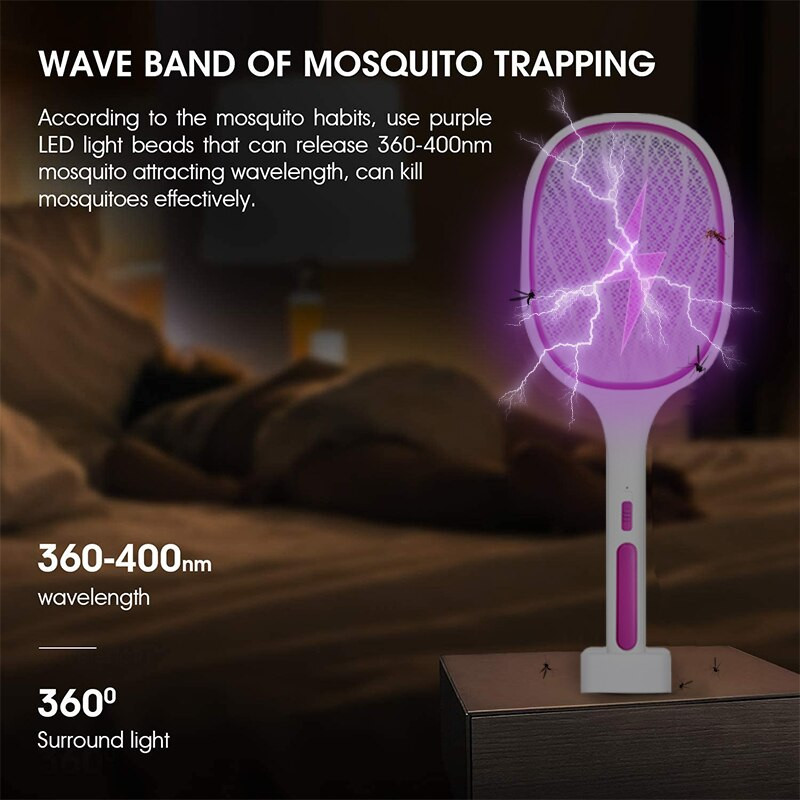 3000 V elektrinis musės svaidytojo raketė, USB įkraunama su įkrovimo baze, uodų naikintuvas su 3 sluoksnių jutikliniu tinkleliu