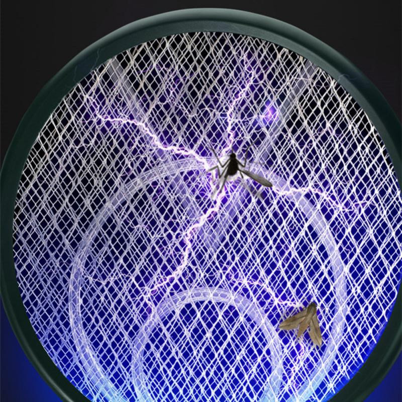 2 viename elektrinė uodų raketė, USB įkraunama su LED UV spindulių gaudykle, 3000 V muses atbaidanti raketė