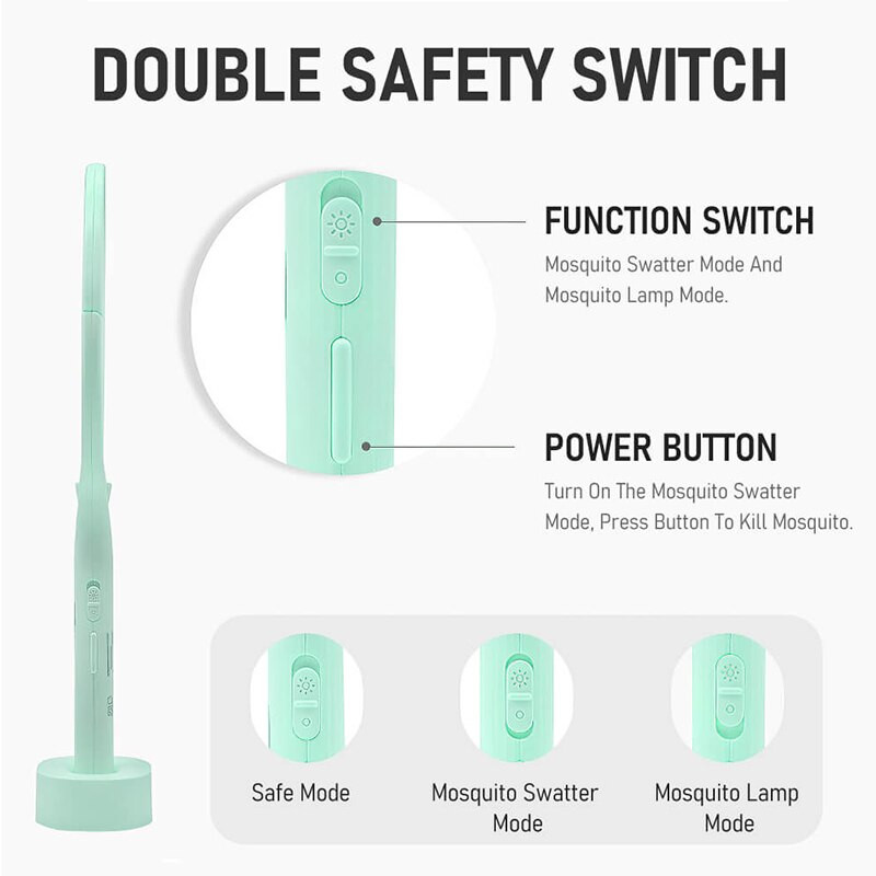 3500V Mosquito Zapper Mosquito Racket Акумулаторна електрическа буболечка Външен ъгъл Регулируем капан за буболечки Uv светлина Fly Killer
