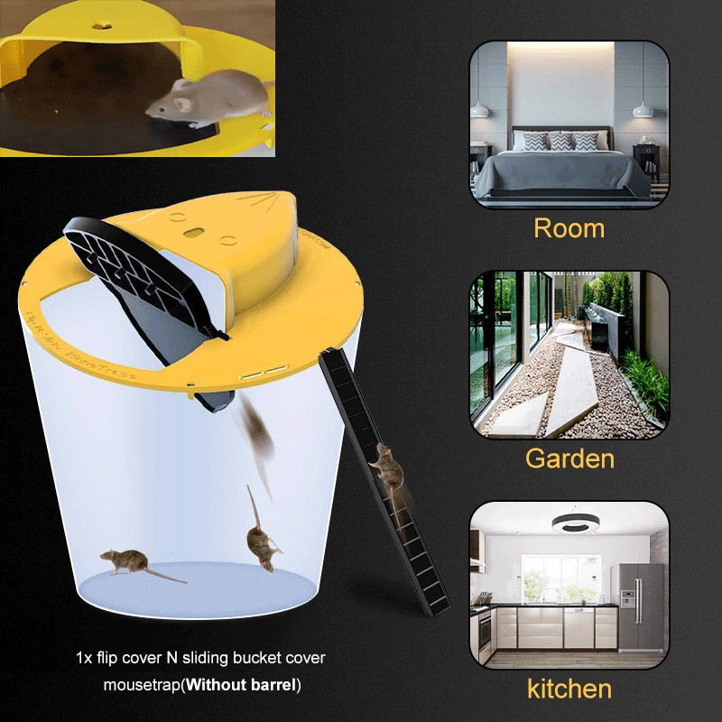 Naujas kibiro dangčio durų stiliaus pelių gaudyklė, mirtina gaudyklė, skirta lauke, daugkartinio naudojimo išmaniosios pelės žiurkės gaudyklė, plastikinė apverčiama stiklinė