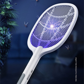 3000V електрическа мухобойка, убиец на комари с UV лампа, 1200 mAh, акумулаторна акумулаторна мухобойка, лятна мухобойка, капан, ракета за насекоми
