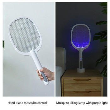 3000V електрическа мухобойка, убиец на комари с UV лампа, 1200 mAh, акумулаторна акумулаторна мухобойка, лятна мухобойка, капан, ракета за насекоми