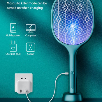 3000V Electric Flies Mosquito Swatter Killer Επαναφορτιζόμενη USB λάμπα LED Καλοκαιρινή ρακέτα παγίδα κουνουπιών κατά των εντόμων Bug Zapper