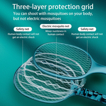 3000V Electric Flies Mosquito Swatter Killer Επαναφορτιζόμενη USB λάμπα LED Καλοκαιρινή ρακέτα παγίδα κουνουπιών κατά των εντόμων Bug Zapper