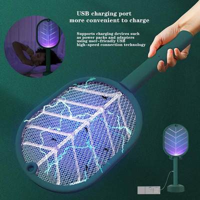 3000 V elektromos rovarcsapó ütőzár USB újratölthető nyári szúnyoglégy ölő 2 az 1-ben zapper