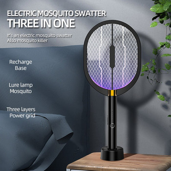 USB ръчна ракета Insect Fly Bug Wasp 3 в 1 Electric Fly Bug Zapper Акумулаторна насекома Mosquito Swatter Killer Trap