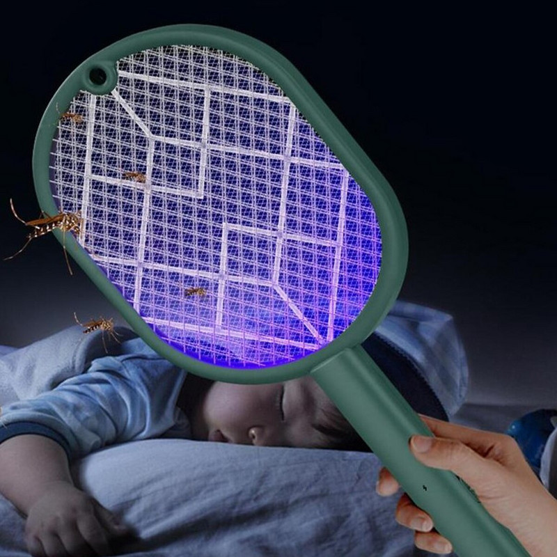 Elektrinė musių svaidyklė 3000 V elektrinė vabzdžių raketė, USB įkraunamas vabzdžių gaudyklė Vasarinis uodų naikintuvas kenkėjų vabzdžių kontrolės gaudyklė