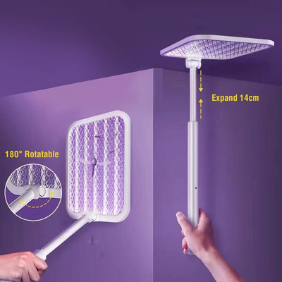 180 stupňov otočná elektrická pálka na komáre 3500V LED lampa na komáre, vonkajšia pálka na hmyz, mucha