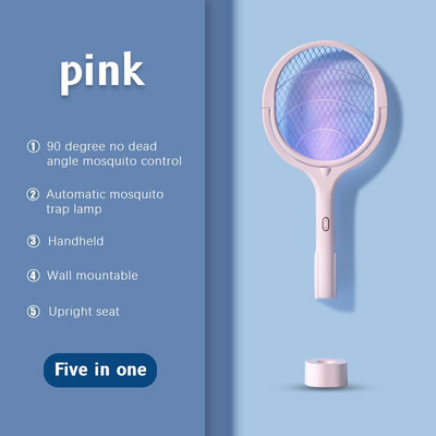 5-palcová lampa na zabíjanie komárov, multifunkčná uhlová nastaviteľná letná lampa na zabíjanie hmyzu, 3500 V, elektrická nabíjateľná USB lampa proti komárom