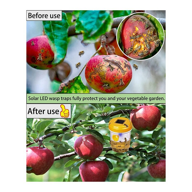 Balenie 2 solárnych pascí na osy, vonkajšie zavesné, závesné pasce na osy so svetlom pre žlté bundy, sršne, včely, pasce na osy