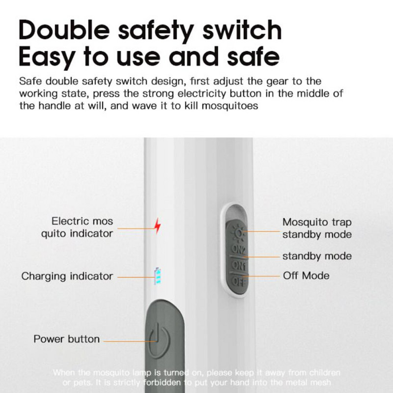 Horúci výpredaj Nabíjateľná elektrická raketa na komáre Zapper Swatter 2 v 1 Letná pasca na repelent proti hmyzu Zabijak Produkt na kontrolu škodcov