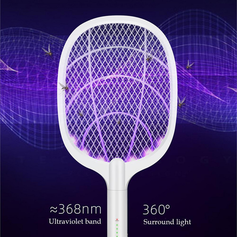 Namų elektrinis musių naikintuvas USB įkraunamas musių svaidiklis, didelis uodų naikintuvas, skirtas lauke