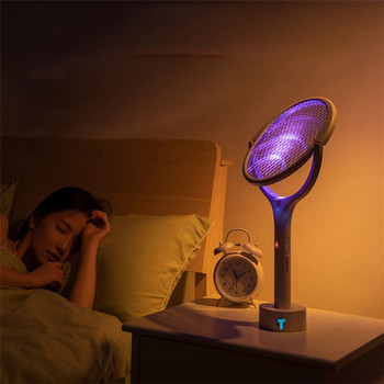 НОВО 5 В 1 90-градусова въртяща се лампа против комари Електрически шок 365nm UV светлина USB зареждане Bug Zapper Лятна мухобойка