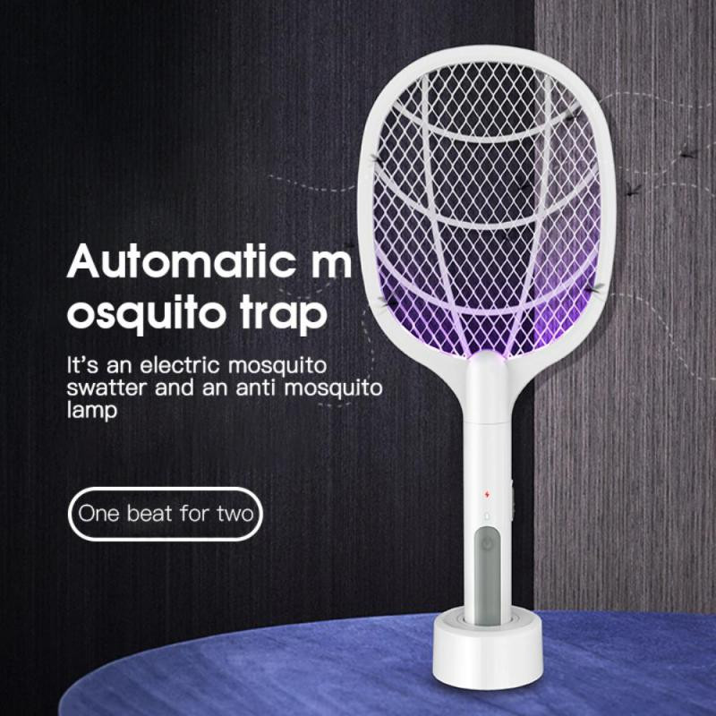 2 u 1 električna lopatica za komarce USB baza za punjenje Fly Swatter Mosquito Killer Light Anti Insect Bug Zapper Indoor Outdoor Tools