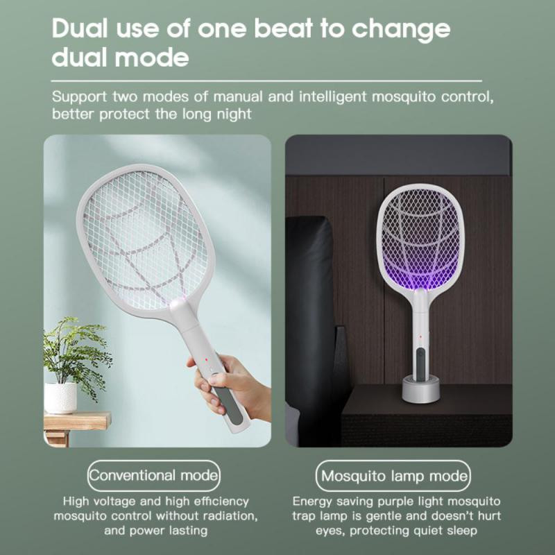 2 u 1 električna lopatica za komarce USB baza za punjenje Fly Swatter Mosquito Killer Light Anti Insect Bug Zapper Indoor Outdoor Tools