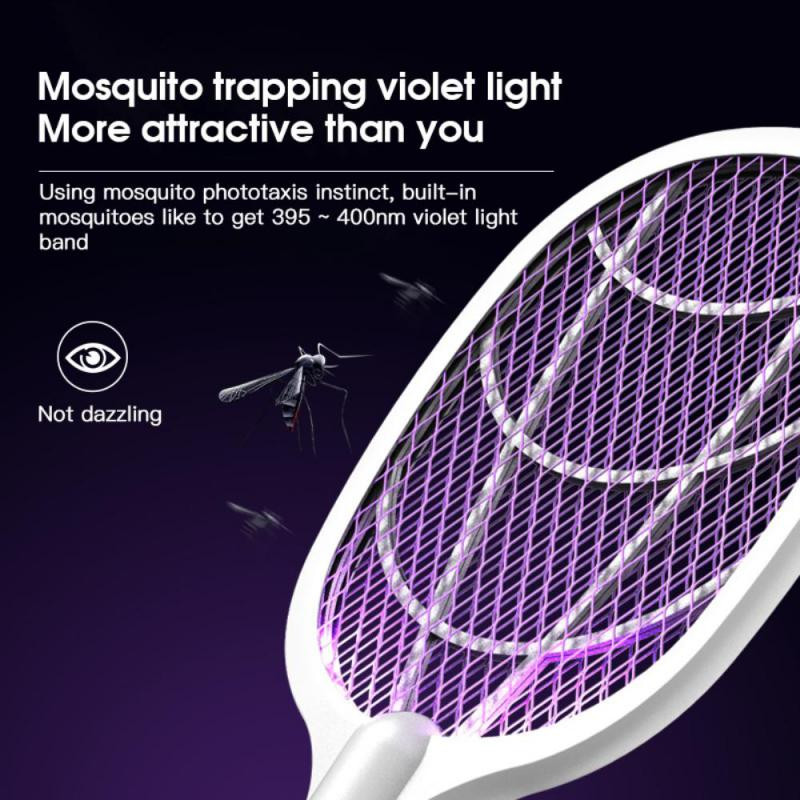 2 u 1 električna lopatica za komarce USB baza za punjenje Fly Swatter Mosquito Killer Light Anti Insect Bug Zapper Indoor Outdoor Tools