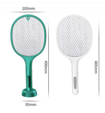 2 в 1 LED лампа за унищожаване на комари 3500V Електрическа мухобойка Ракета за буболечки USB акумулаторна мухобойка Капан против насекоми