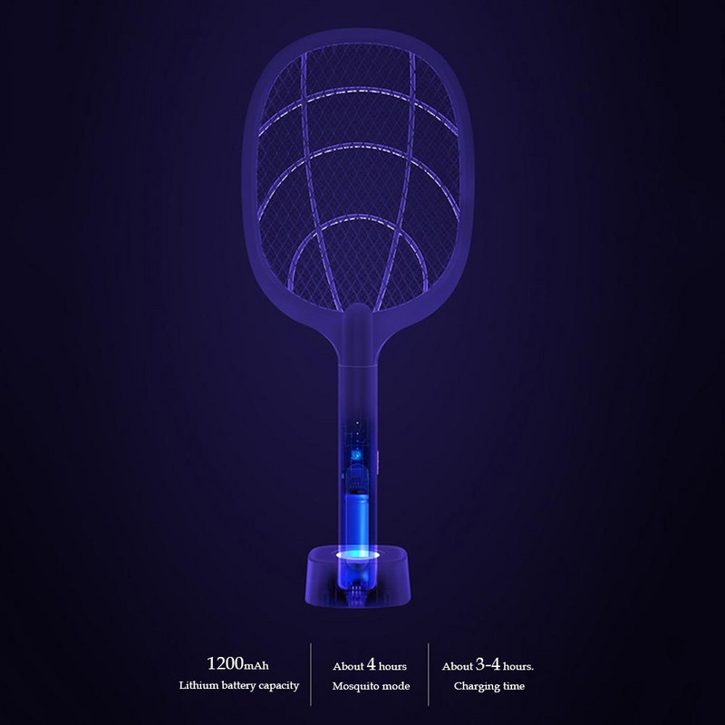 USB įkraunamas elektrinis uodų naikintuvas su UV lempa žudiku rankinė raketė vabzdžių musių vabzdžių musės svaidyklė elektrinis tenisas B