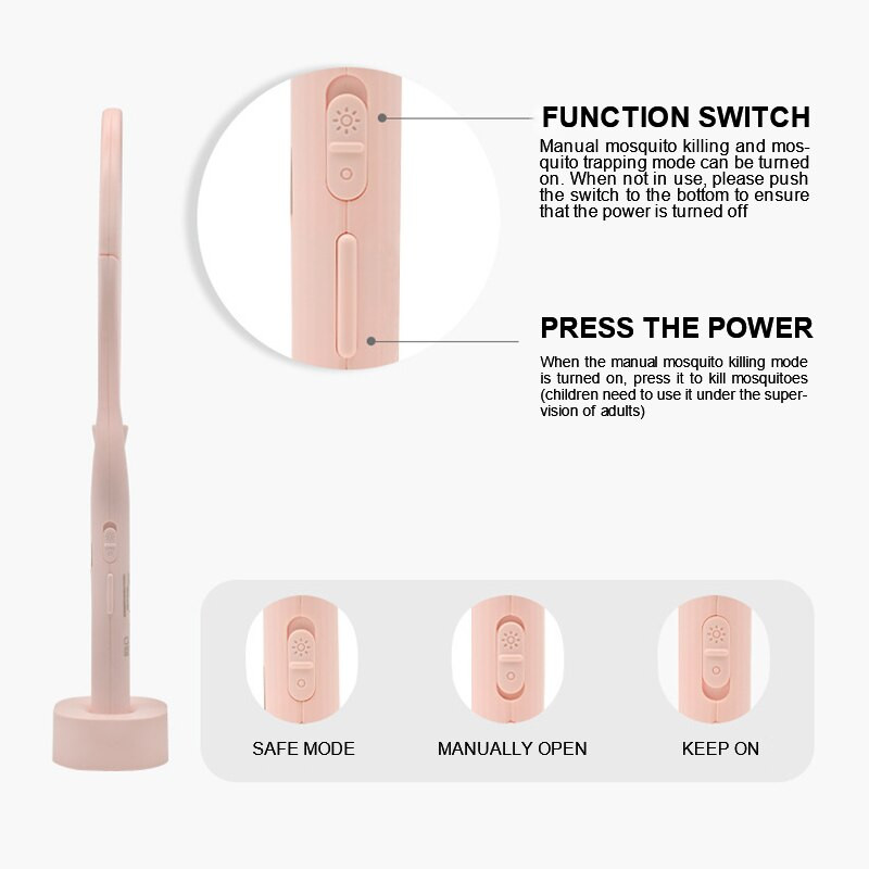Vasarinė 5 viename uodų naikintuvo lemputė daugiafunkcinis reguliuojamo kampo elektrinis vabzdžių užtrauktukas Įkraunamas išmanus uodų svaidiklis