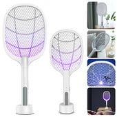 Fly Swatter uodų vabzdžių žudikas 6 LED lempa, uodų gaudyklė, 3000 V elektrinė raketė, vabzdžių gaudyklė, USB įkraunamas musių gaudyklė