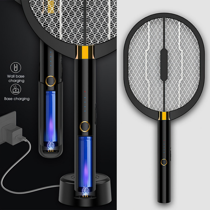 Fly Swatter uodų vabzdžių žudikas 6 LED lempa, uodų gaudyklė, 3000 V elektrinė raketė, vabzdžių gaudyklė, USB įkraunamas musių gaudyklė