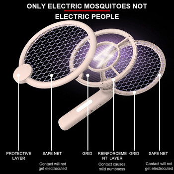 Hot 3 In1 Mosquito-killer Racket Акумулаторна Сгъваема Electric Shock Bug Zapper Mosquito Led ултравиолетова светлина за дома в спалнята