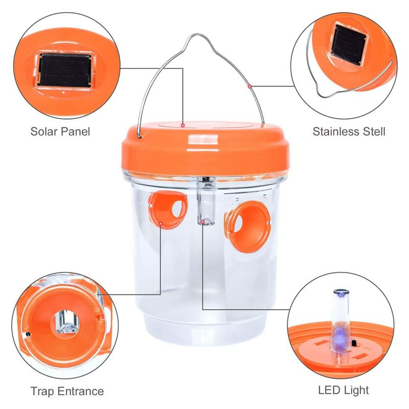 1/2 vnt Saulės vapsvų gaudyklė, atspari vandeniui lauke, pakabinama geltona striuke, saugus, netoksiškas bičių gaudyklė Širšių gaudyklė Daugkartinis bičių gaudytuvas