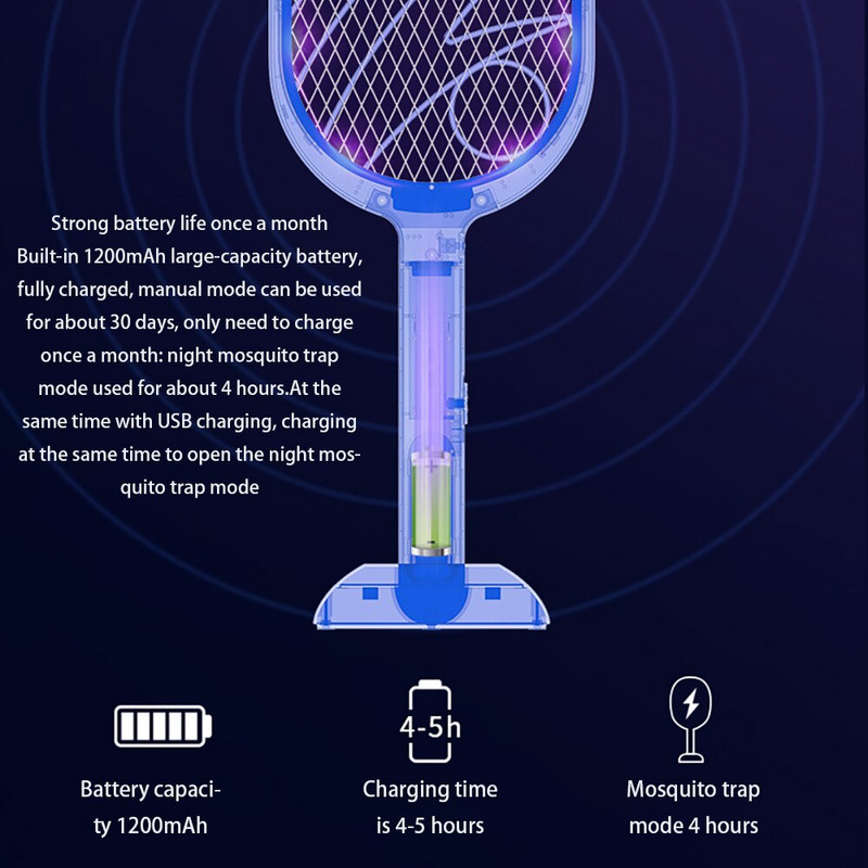 Karštas išpardavimas 3000 V elektrinė vabzdžių raketė, naikintuvas USB 1200 mAh įkraunamas uodų naikintuvas, žudantis musių vabzdžių gaudyklė
