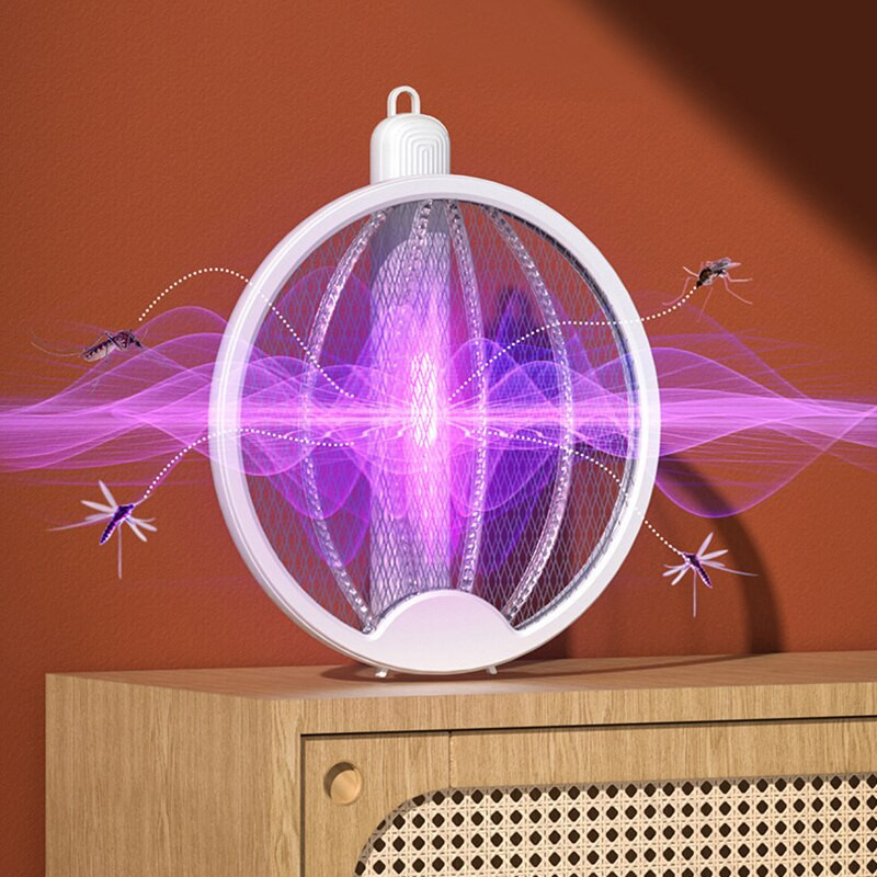 Rachetă electrică pliabilă pentru țânțari 4 ÎN 1, portabilă, montată pe perete, 3000 V, reîncărcabilă, rachetă pentru țânțari, ajustabilă