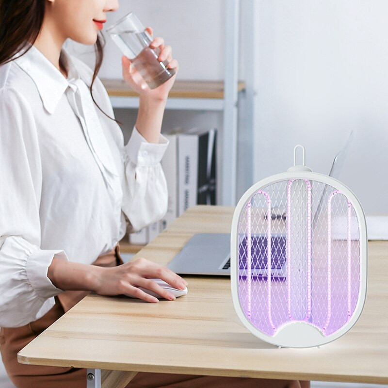 Rachetă electrică pliabilă pentru țânțari 4 ÎN 1, portabilă, montată pe perete, 3000 V, reîncărcabilă, rachetă pentru țânțari, ajustabilă