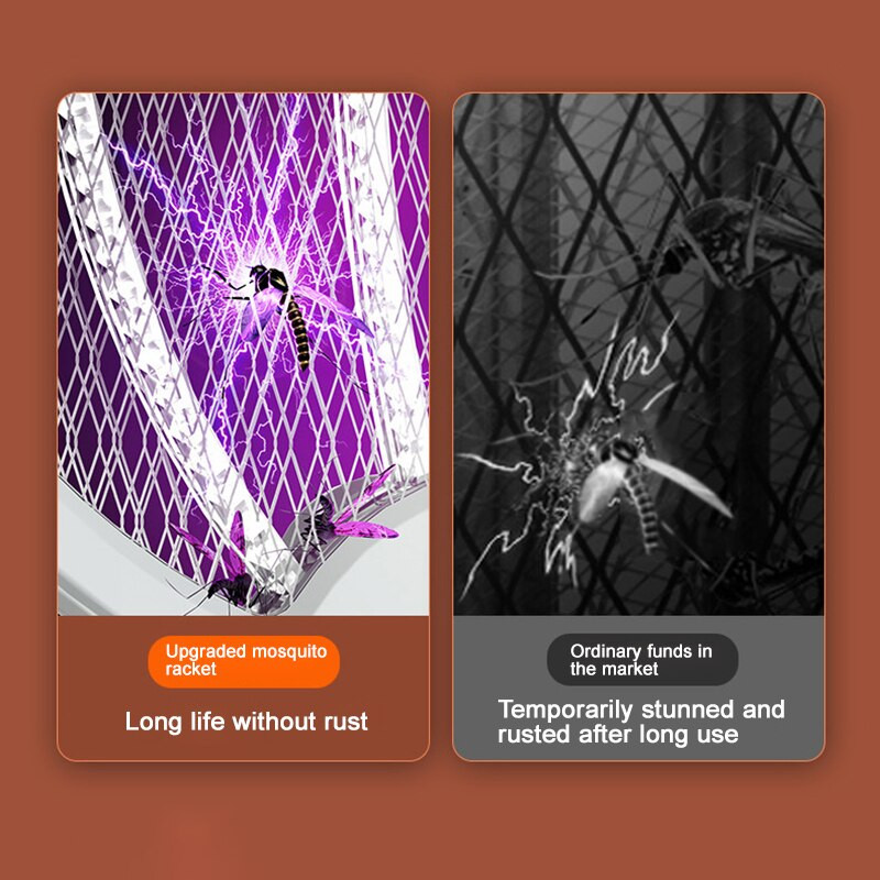 Rachetă electrică pliabilă pentru țânțari 4 ÎN 1, portabilă, montată pe perete, 3000 V, reîncărcabilă, rachetă pentru țânțari, ajustabilă