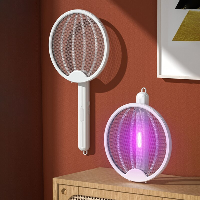 Rachetă electrică pliabilă pentru țânțari 4 ÎN 1, portabilă, montată pe perete, 3000 V, reîncărcabilă, rachetă pentru țânțari, ajustabilă